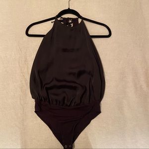 Halter neck satin bodysuit